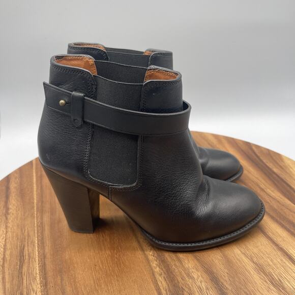 Madewell Shoes - Madewell Boots Womens Size 7 Black Leather Ankle Booties Block Heel Made Romania